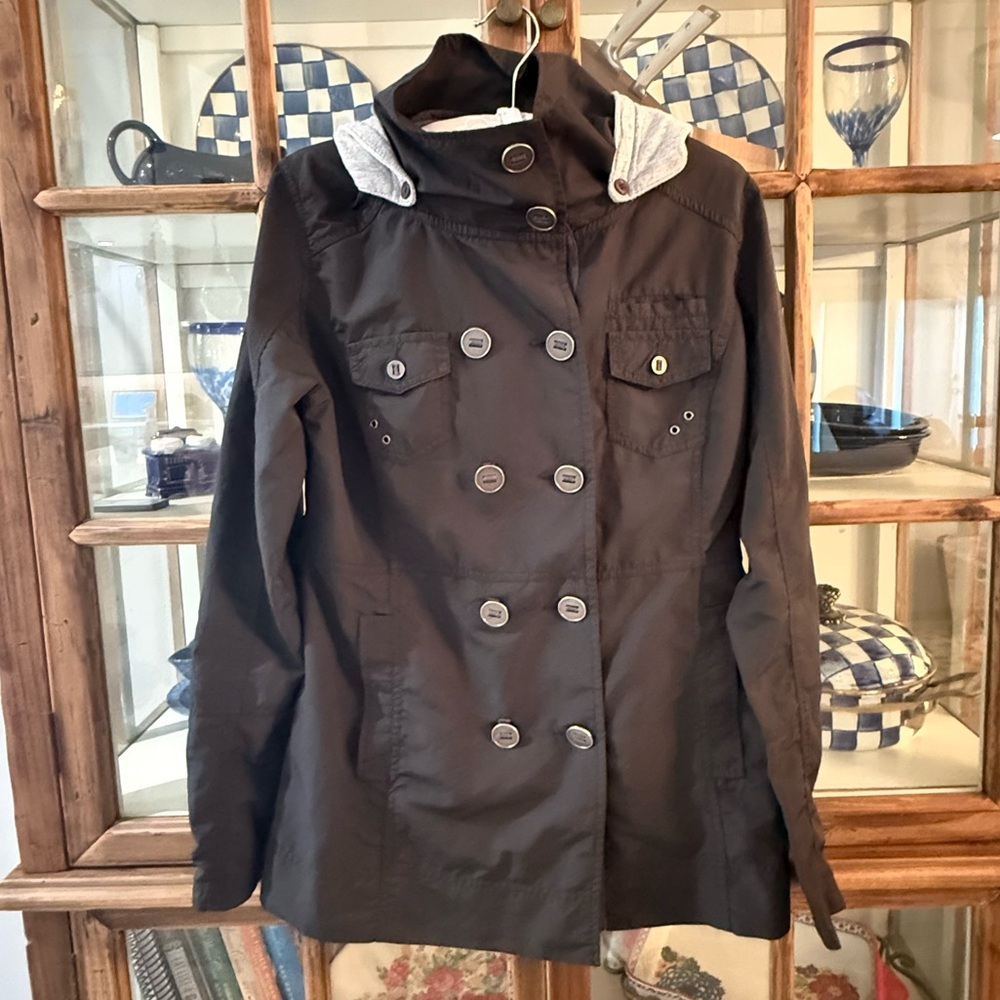 Hurley Black Detachable Hood Utility Rain Jacket Y2K Women’s M